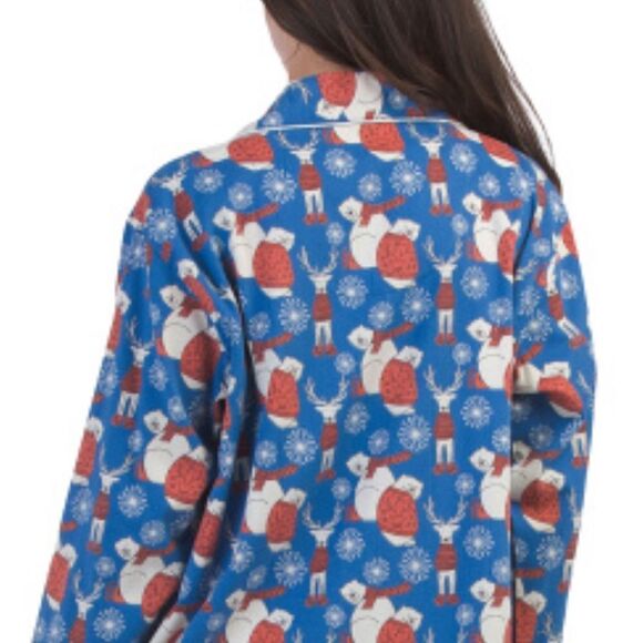 Mahogany Snow Buddies Polar Bears Rain Deer Flannel Sleep Night Shirt - Picture 5 of 6
